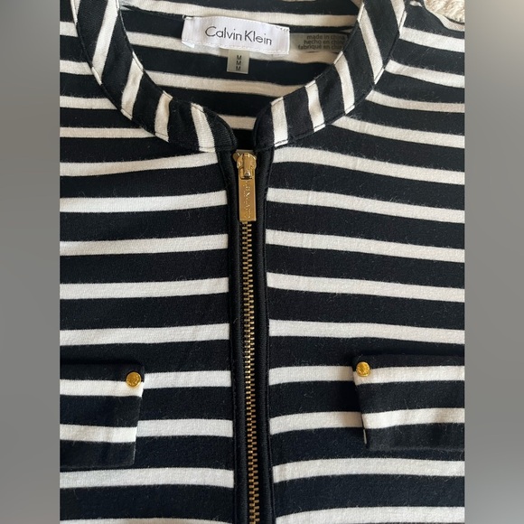 Calvin Klein Black & White Striped Rayon Blend 3/4 Sleeve Blouse Women’s Medium - Picture 9 of 11